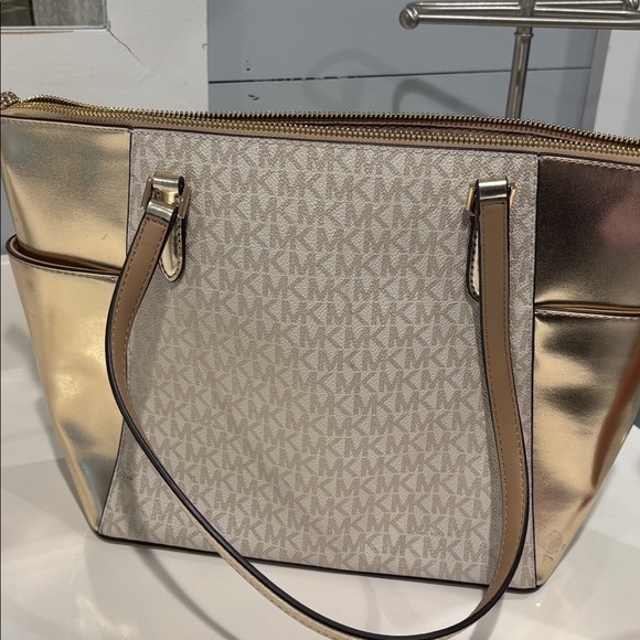 Michael Kors Metallic Gold and Cream Tote - Picture 4 of 5